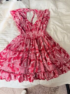 Red Paisley Tiered Summer Dress